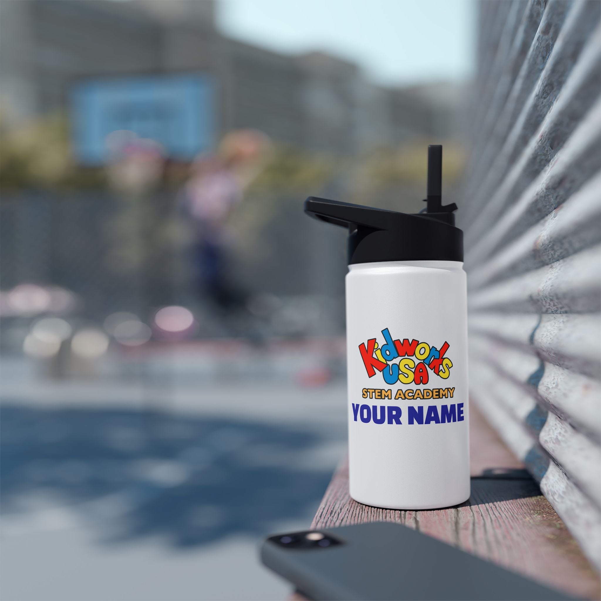 PERSONALIZED Kidworks USA Stem Academy Stainless Steel Water Bottle, Standard Lid, 3 Sizes