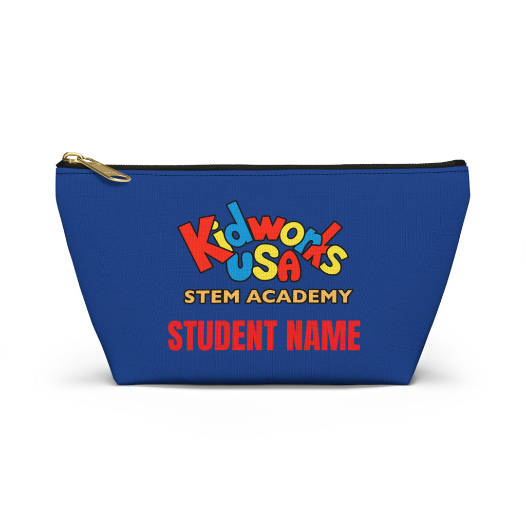 PERSONALIZED Kidworks USA STEM ACADEMY Pencil Case Accessory Pouch w T-bottom