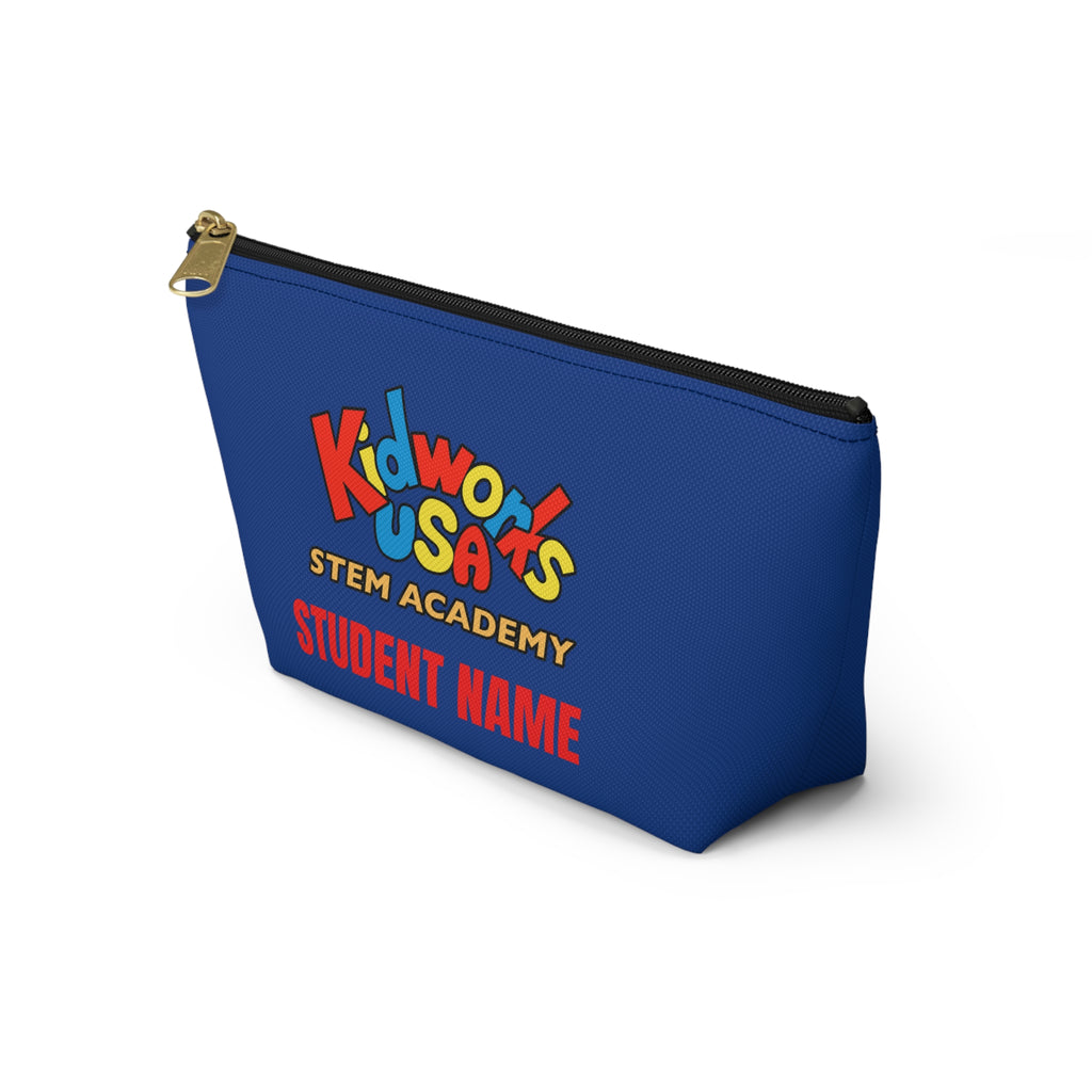 PERSONALIZED Kidworks USA STEM ACADEMY Pencil Case Accessory Pouch w T-bottom