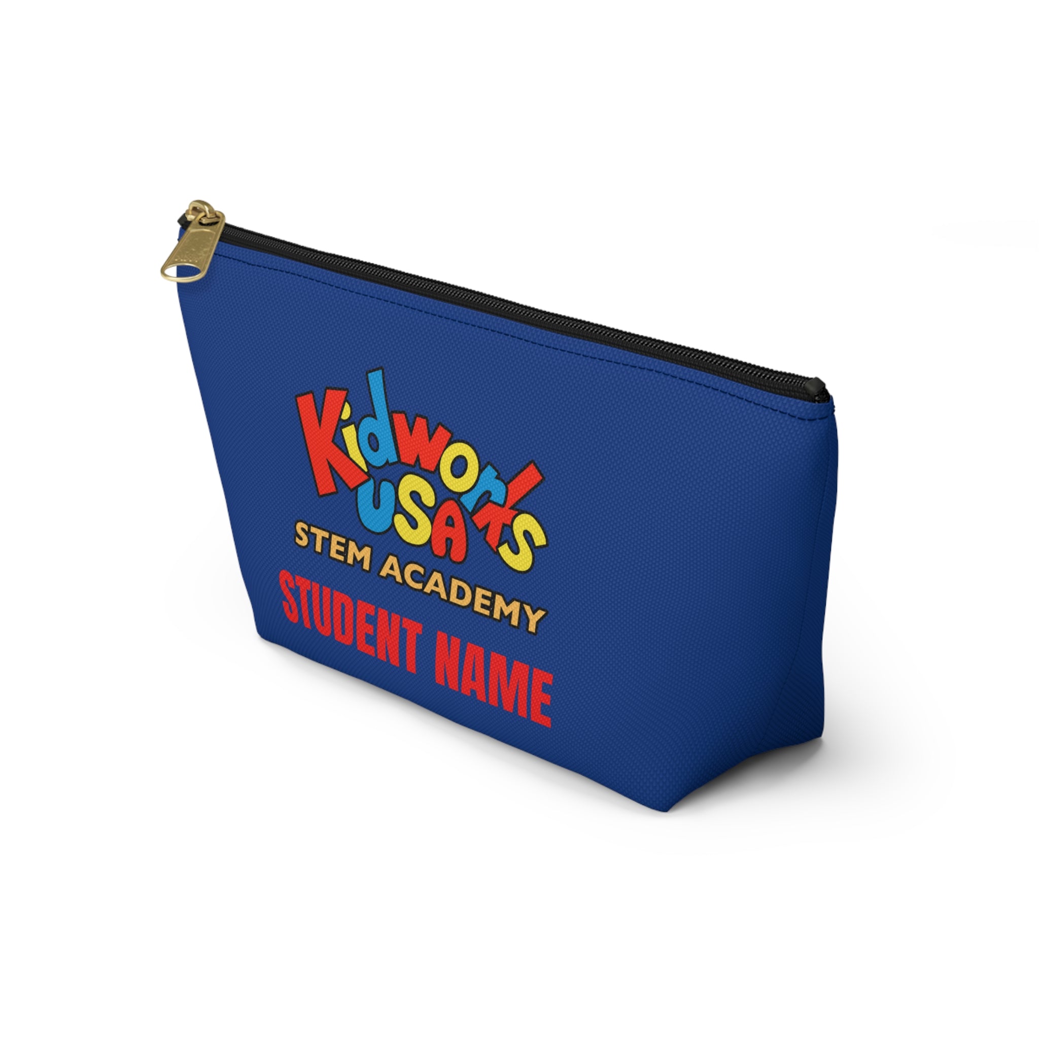 PERSONALIZED Kidworks USA STEM ACADEMY Pencil Case Accessory Pouch w T-bottom