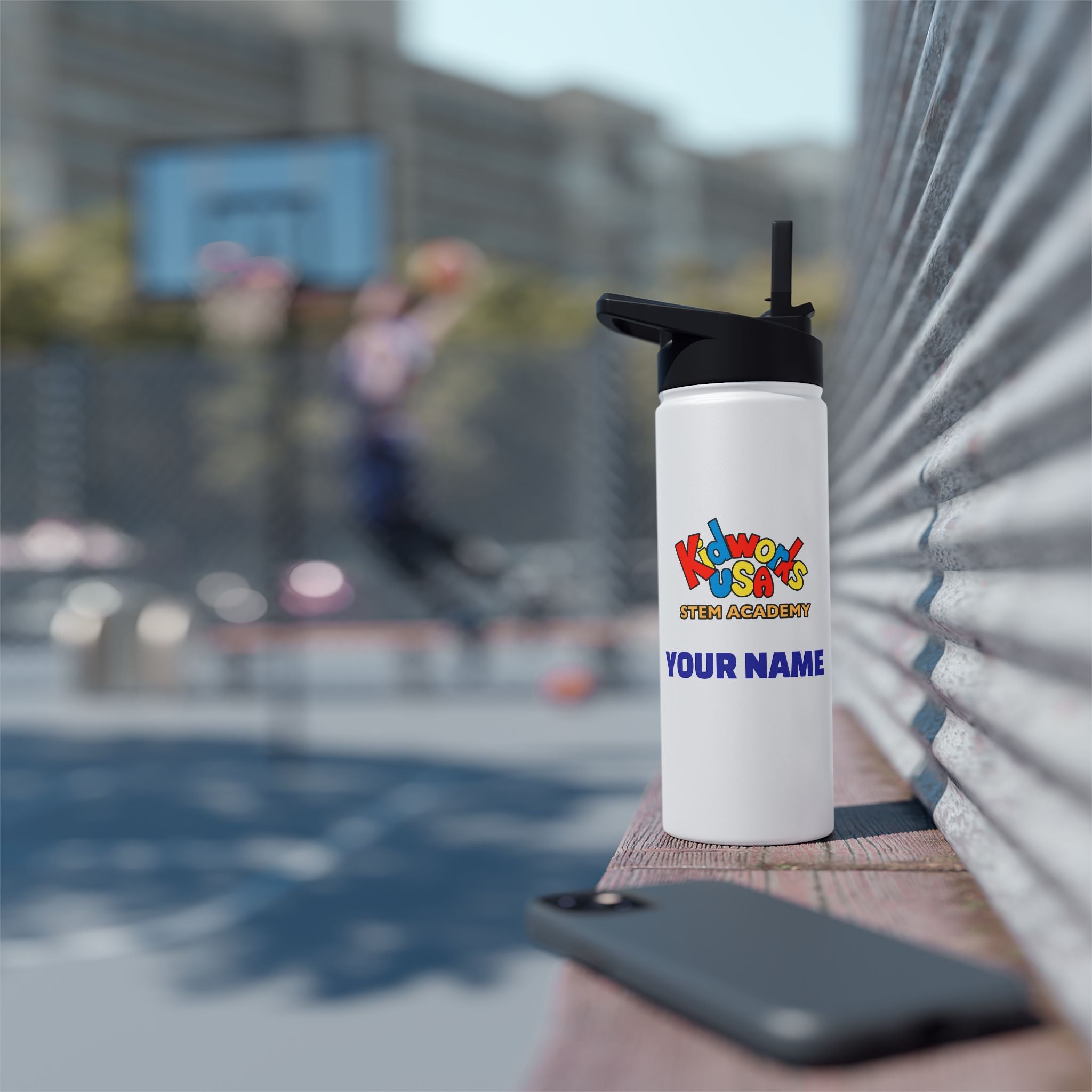 PERSONALIZED Kidworks USA Stem Academy Stainless Steel Water Bottle, Standard Lid, 3 Sizes
