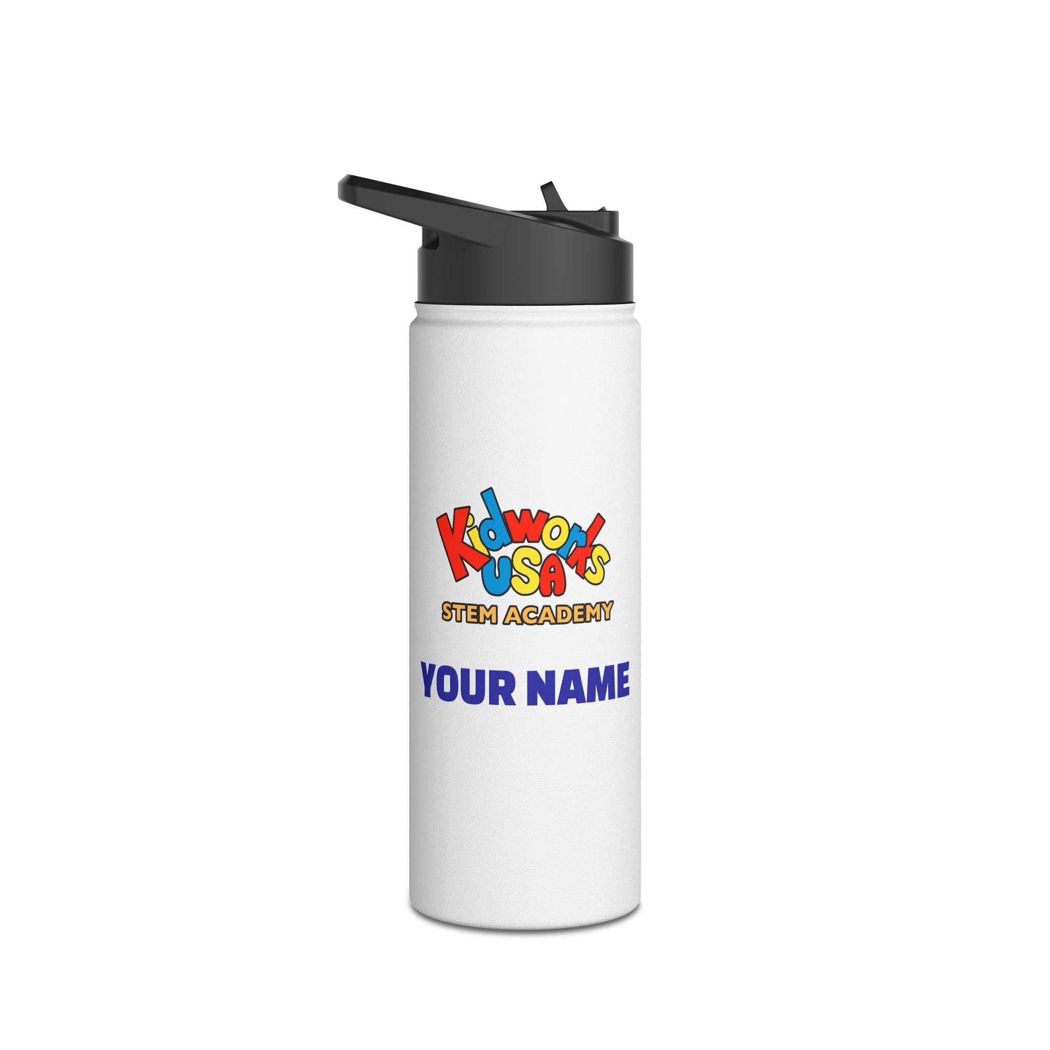 PERSONALIZED Kidworks USA Stem Academy Stainless Steel Water Bottle, Standard Lid, 3 Sizes