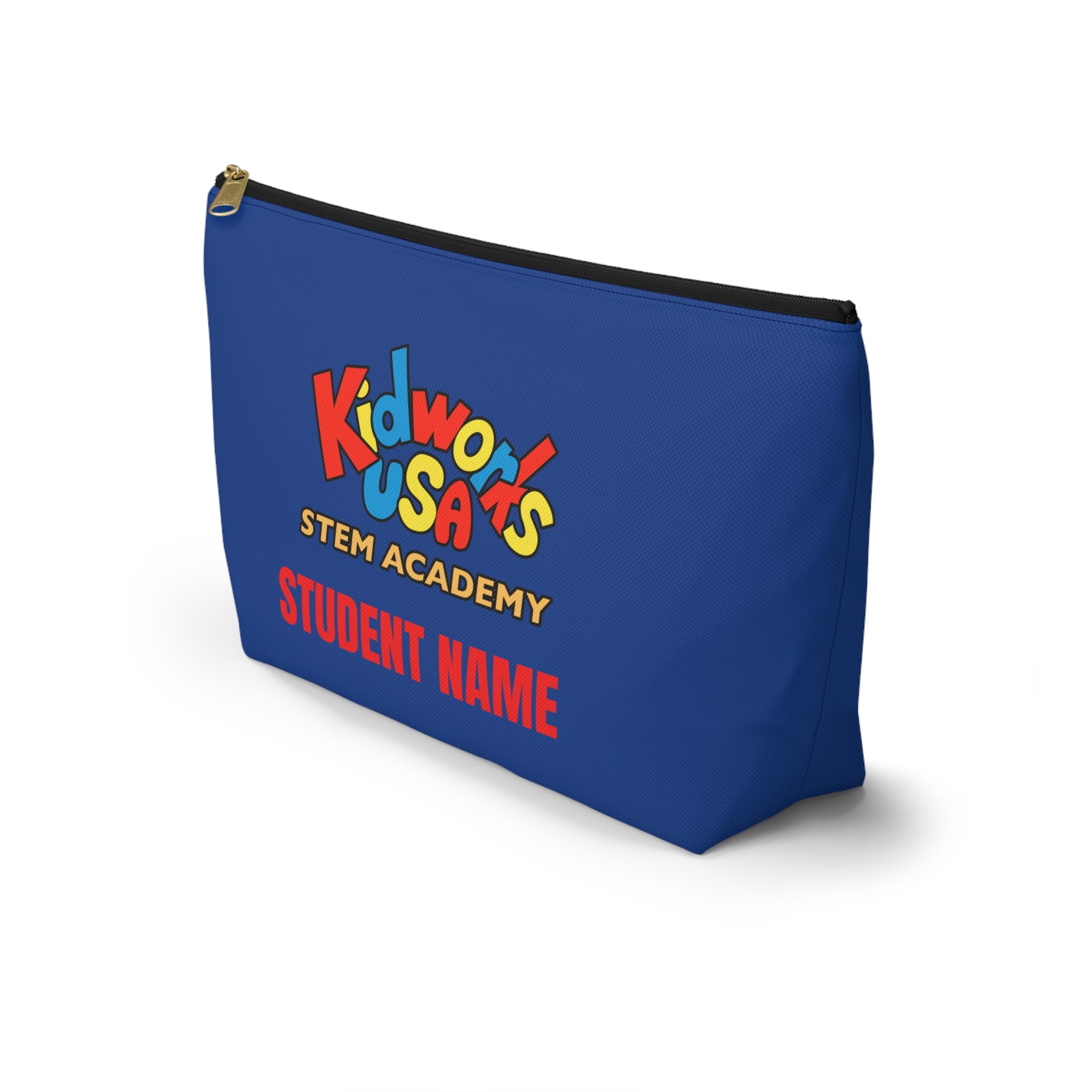 PERSONALIZED Kidworks USA STEM ACADEMY Pencil Case Accessory Pouch w T-bottom
