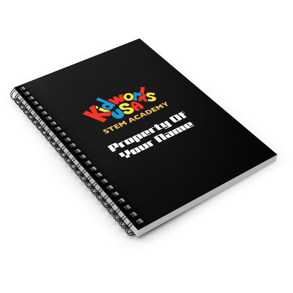 PERSONALIZED Kidworks USA Stem Academy Spiral Notebook - Ruled Line - Black