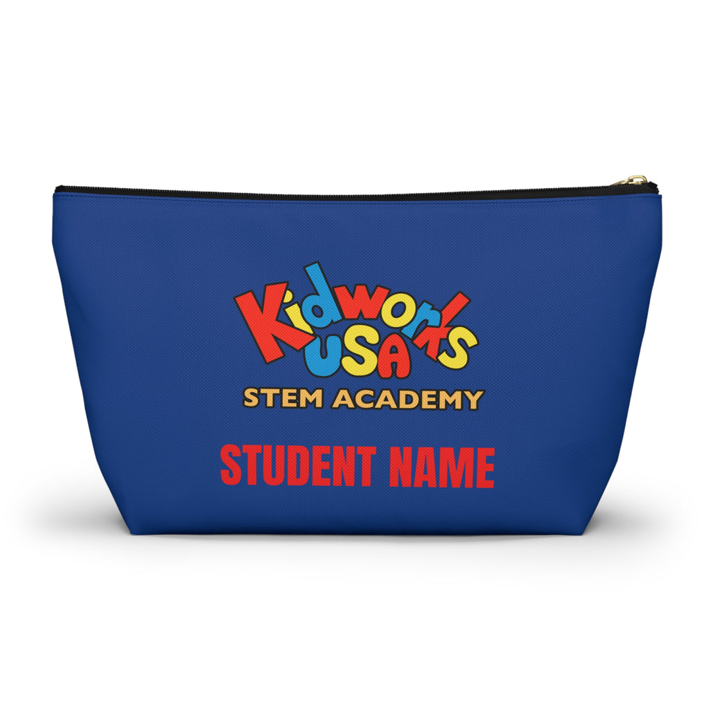 PERSONALIZED Kidworks USA STEM ACADEMY Pencil Case Accessory Pouch w T-bottom