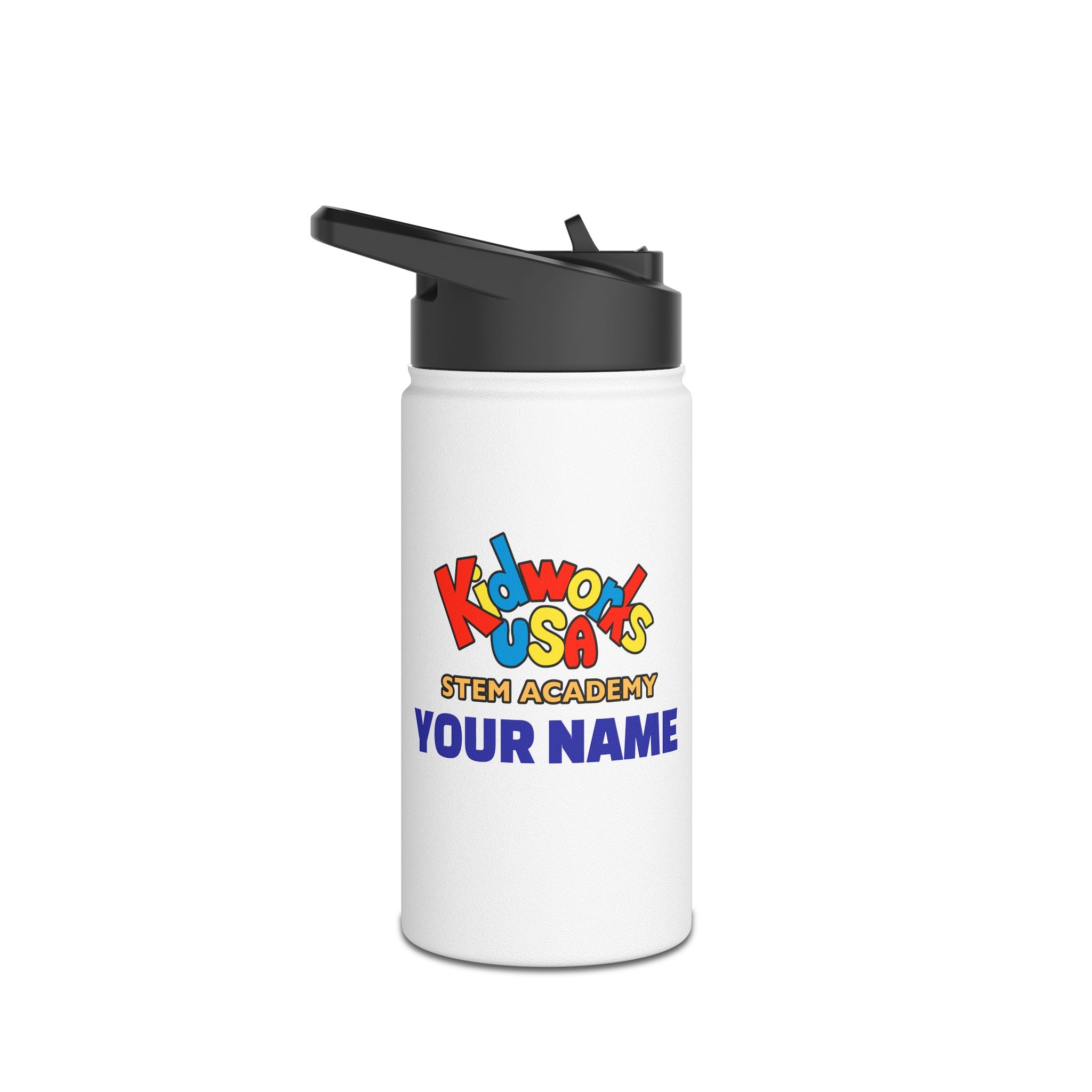 PERSONALIZED Kidworks USA Stem Academy Stainless Steel Water Bottle, Standard Lid, 3 Sizes