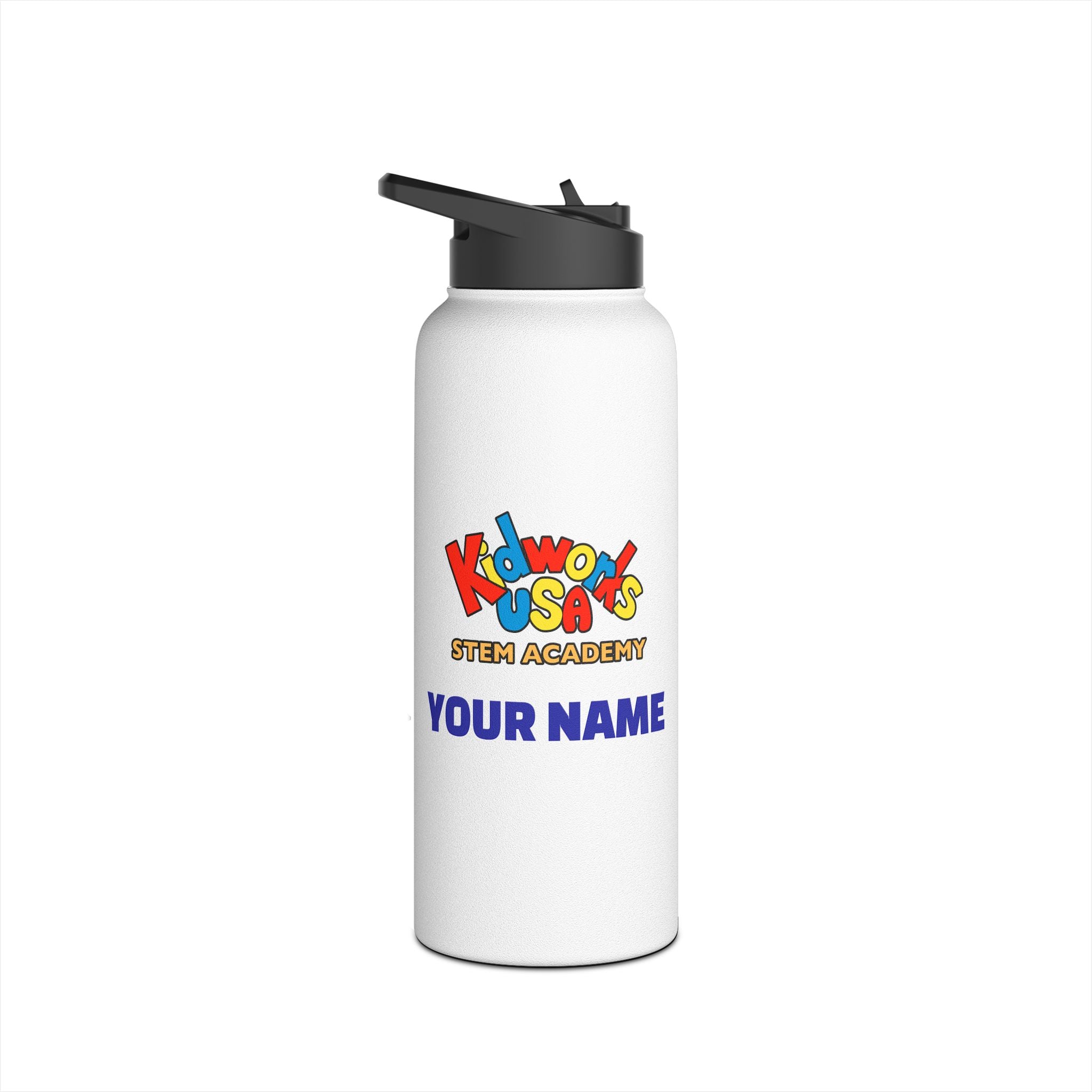 PERSONALIZED Kidworks USA Stem Academy Stainless Steel Water Bottle, Standard Lid, 3 Sizes